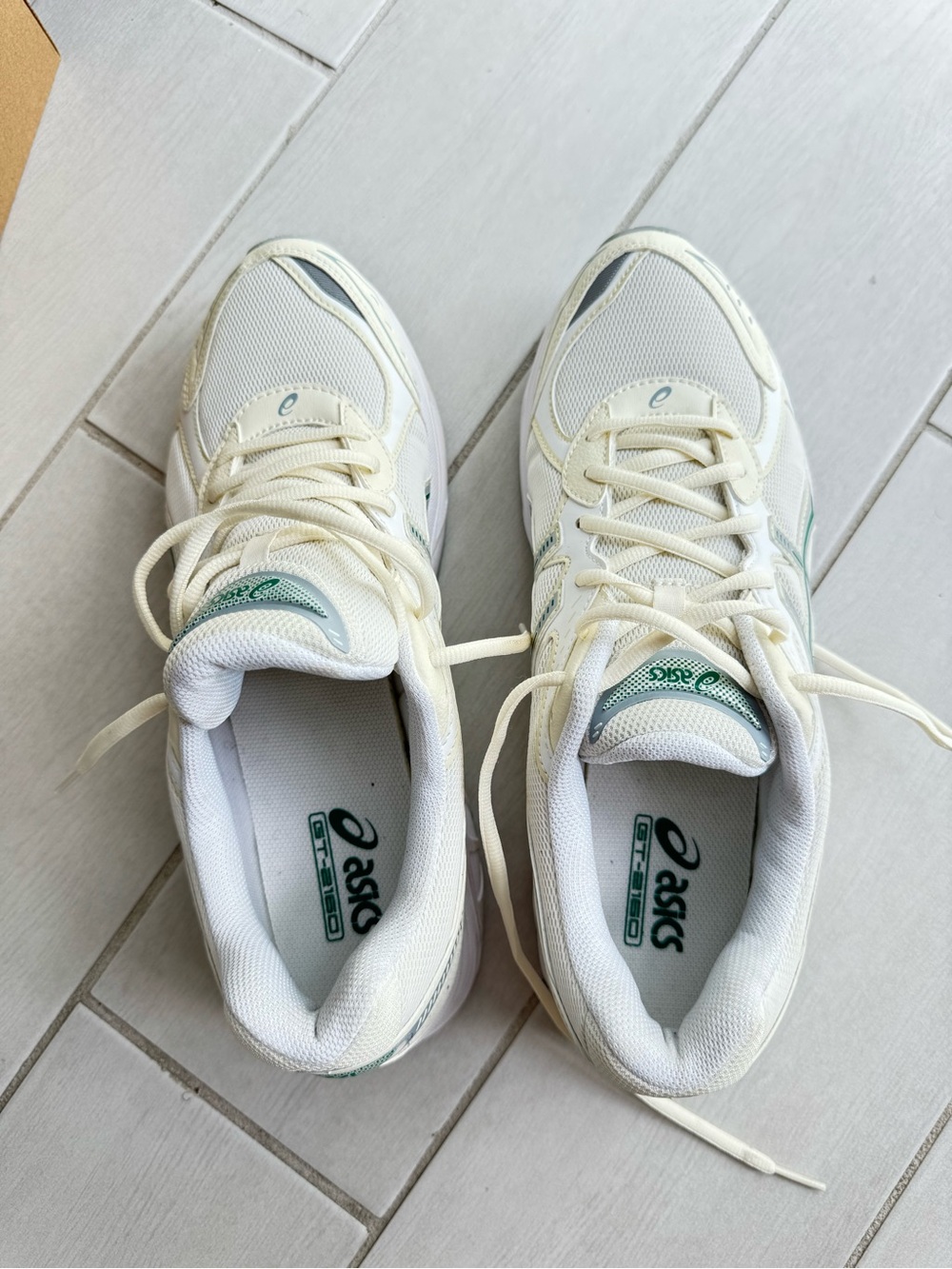 ASICS White Athletic Sneaker with Cream Laces - Picture 4 of 9